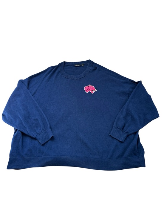 Lovesick Sweaters - Lovesick Navy Blue Crewneck Sweater with Pink Panther Patch